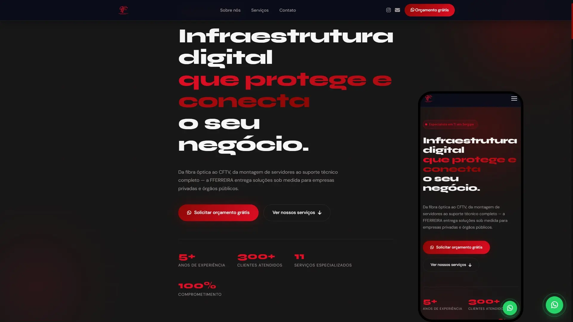 Site da FFerreira Info, empresa de suporte em TI